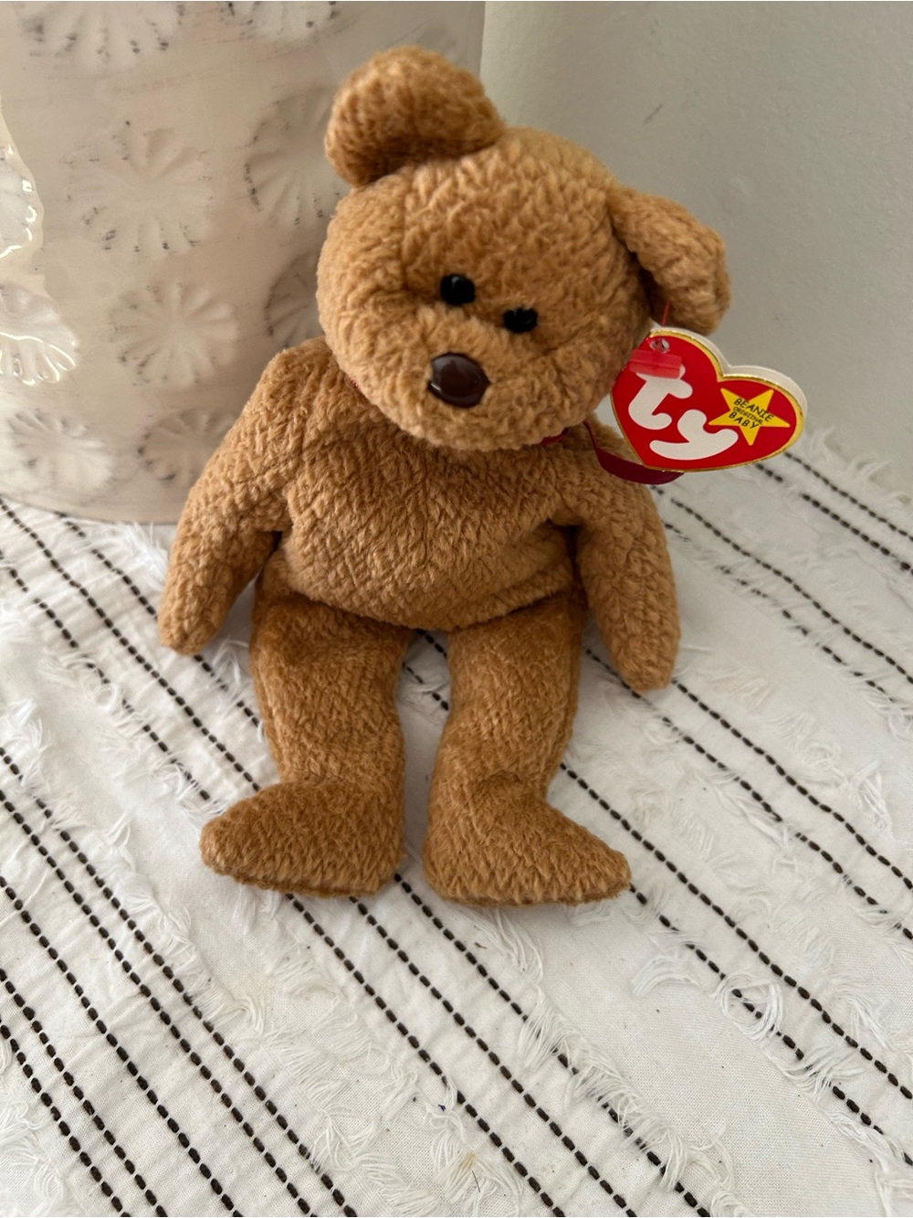 Vintage 1996 Ty Beanie Baby Curly Brown Teddy Bear Plush